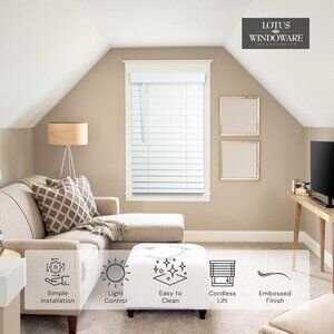 NEW, Cordless, 2 Inch Faux Wood Blind, 34" Wide x 60" Long, Window Blinds, Blind